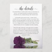 Elegant Plum Paarse Romantic Roos Wedding Details Informatiekaartje (Voorkant)