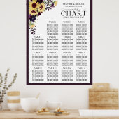 Elegant Plum Paarse Sunflower Reception Seat Poster (Keuken)