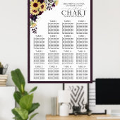 Elegant Plum Paarse Sunflower Reception Seat Poster (Thuiskantoor)