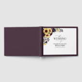 Elegant Plum Paarse Sunflower Waterverf Gastenboek (Volledig)