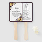 Elegant Plum Paarse Sunflower Waterverf Programme Handwaaier (Voorkant en achterkant)