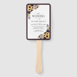 Elegant Plum Paarse Sunflower Waterverf Programme Handwaaier