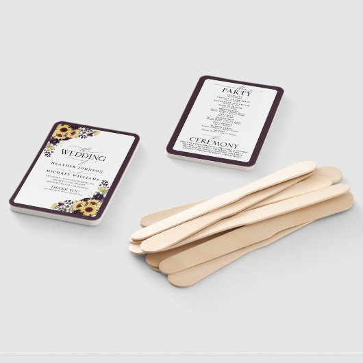 Elegant Plum Paarse Sunflower Waterverf Programme Handwaaier (Niet-gemonteerd)