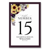 Elegant Plum Paarse Sunflower Waterverf Receptie Kaart (Achterkant)