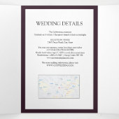 Elegant Plum Paarse Sunflower Waterverf Wedding Drieluik Uitnodiging (Binnenkant midden)