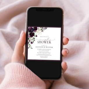 Elegant Plum Paarse Waterverf Couples Shower Kaart