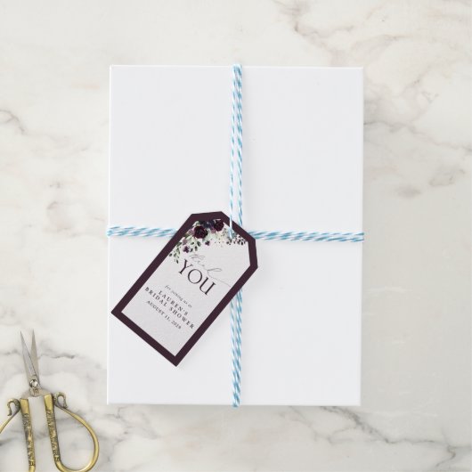 Elegant Plum Paarse Waterverf Vrijgezellenfeest Cadeaulabel (Met Touw)