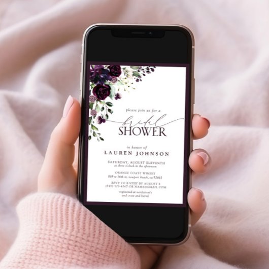 Elegant Plum Paarse Waterverf Vrijgezellenfeest Kaart