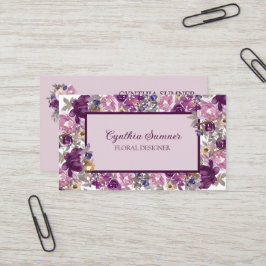 Elegant Plum, Pink en Paarse Floral Visitekaartje