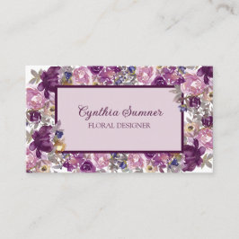 Elegant Plum, Pink en Paarse Floral Visitekaartje