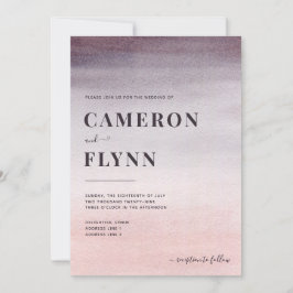 Elegant Plum Pink Ombre Waterverf Modern Wedding Kaart