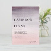 Elegant Plum Pink Ombre Waterverf Modern Wedding Kaart (Staand voorkant)