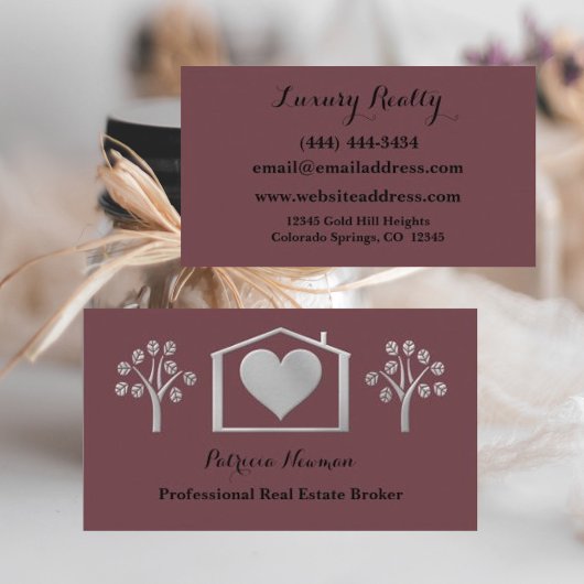 Elegant Plum Pro Real Estate Broker Visitekaartje