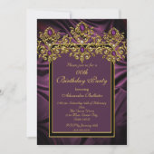 Elegant Plum Purple Birthday Silk Gem Gold Kaart (Voorkant)