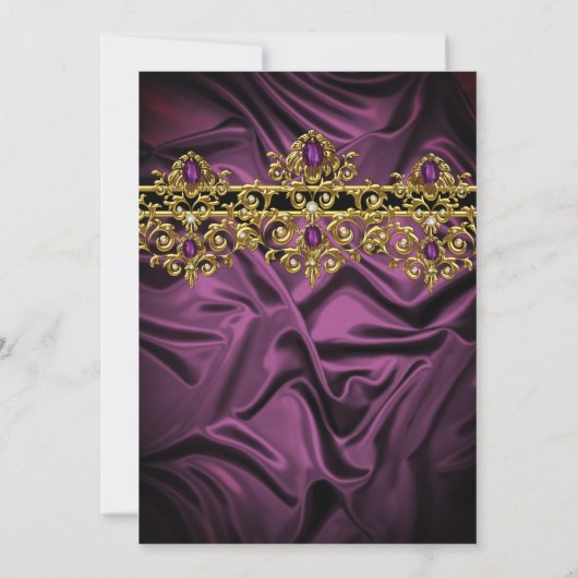 Elegant Plum Purple Birthday Silk Gem Gold Kaart (Achterkant)