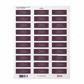 Elegant Plum Purple Return Address Etiket (Full Sheet)
