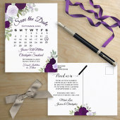 Elegant Plum Rozen Wedding Save the Date Calendar Aankondigingskaart