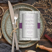 Elegant Plum Silver Swirl Wedding Invitations Kaart