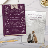 Elegant Plum Tan Boek Hoesje Bruiloft Save the Dat Kaart