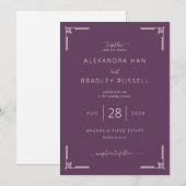 Elegant Plum Wedding Invitation Kaart (Voorkant / Achterkant)