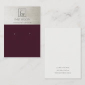 ELEGANT PLUM WINE SILVER LOGO EARRING DISPLAY VISITEKAARTJE (Voorkant / Achterkant)
