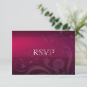 Elegant Plum | Zilveren Bloemen Bruiloft RSVP Kaar (Staand voorkant)