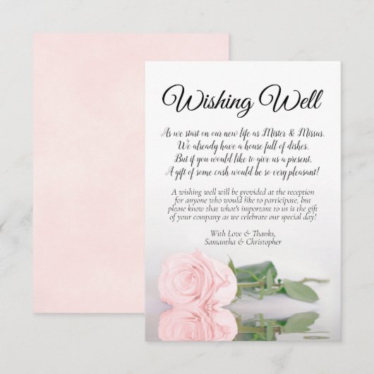 Elegant Plush Pink Rose Wedding Well Poem Informatiekaartje (Voorkant / Achterkant)