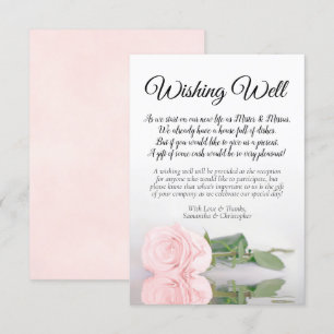Elegant Plush Pink Rose Wedding Well Poem Informatiekaartje