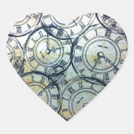 Elegant Pocket Watches Pattern Hart Sticker (Voorkant)
