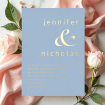 Elegant Poeder Ampersand Blauw Bruiloft Goud