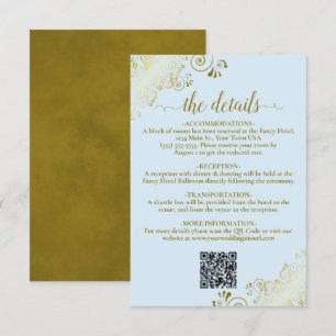 Elegant Poeder Blauw & Gouden Huwelijk QR Code Det Informatiekaartje