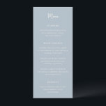 Elegant poeder blauw moderne bruiloft menu<br><div class="desc">Elegante huwelijksmenu's met een eenvoudig ontwerp met script- en serif-lettertypen.</div>