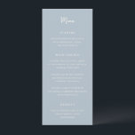 Elegant poeder blauw moderne bruiloft menu<br><div class="desc">Elegante huwelijksmenu's met een eenvoudig ontwerp met script- en serif-lettertypen.</div>