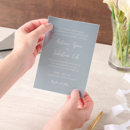 Elegant poeder blauw moderne bruiloft vellum uitnodigingen