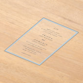 Elegant poeder blauw monogram moderne bruiloft acryl uitnodigingen (Laagn)