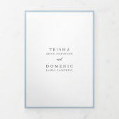 Elegant poeder blauw monogram moderne bruiloft drieluik uitnodiging (Cover)