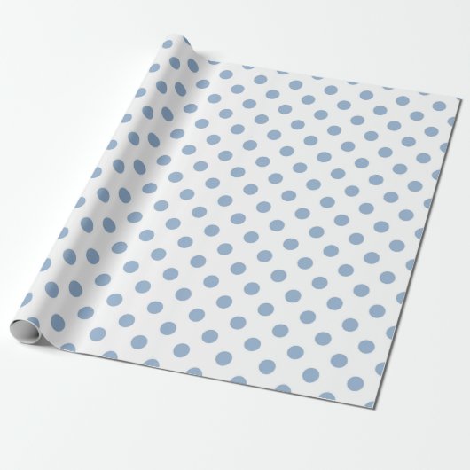 Elegant Poeder Blauw Polka Dots Patroon Cadeaupapier (Uitgerold)