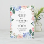 Elegant Poeder Blauw Roze Hydrangea Formele Bruilo Kaart (Staand voorkant)