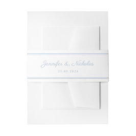 Elegant Poeder Blauw Script Bruiloft Uitnodigingen Wikkel