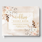 Elegant Poeder Roze Goud Bloemen Huwelijk Gastboek Gastenboek (Voorkant)