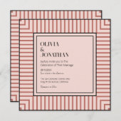 Elegant poeder roze strepen Eenvoudige bruiloft Kaart (Voorkant / Achterkant)