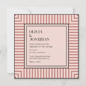 Elegant poeder roze strepen Eenvoudige bruiloft Kaart (Voorkant)