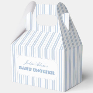 Elegant poederblauw gestreept patroon baby shower bedankdoosjes