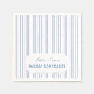 Elegant poederblauw gestreept patroon baby shower servet