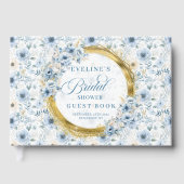 Elegant Poederblauw Goud Boho Floral Vrijgezellenf Gastenboek (Voorkant)