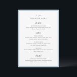 Elegant poederblauw monogram modern bruiloft menu<br><div class="desc">Moderne trouwmenu's met een strak design met schreef- en scriptlettertypen.</div>