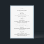 Elegant poederblauw monogram modern bruiloft menu<br><div class="desc">Moderne trouwmenu's met een strak design met schreef- en scriptlettertypen.</div>