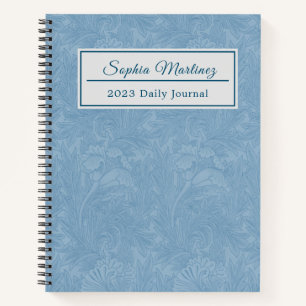Elegant Poederblauwe Bloemen   Persoonlijke Spiraa Notitieboek