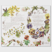 Elegant Poetry Flowers Antiek Boek Cadeaupapier (Vlak)