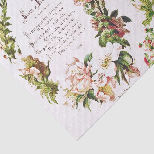 Elegant  Poetry Flowers Antiek Boek Tissuepapier (Detail)